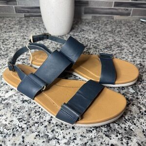 Teva Women's Avalina Crossover Leather Sandals in Navy Size 8